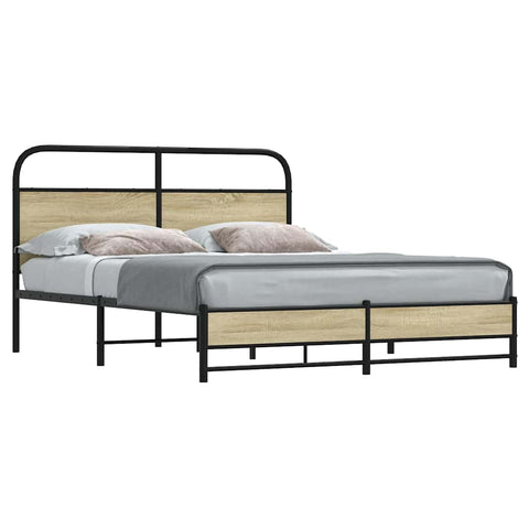 Bed Frame without Mattress 150x200 cm King Size Sonoma Oak Engineered Wood 4100430