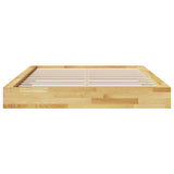 Bed Frame Oak Solid Oak Wood, Plywood Slats Double Bed Frame 3324123