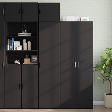 Slim Storage Cabinet Black 45x42.5x225 cm Engineered Wood 3281288