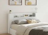Headboard Cabinet with LED White 140 x 16.5 x 103.5 cm 8006538