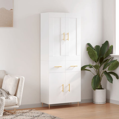 Highboard White 69.5x34x180 cm Engineered Wood 3199865