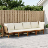 4 pcs Solid Acacia Wood & Rope Natural 3407775