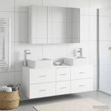 Bathroom Furniture Set 4 pcs White Engineered Wood and Glass 3406783