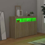 804340 Sideboard with LED Lights Sonoma Oak 115,5x30x75 cm