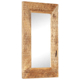 Hand-Carved Mirror 80x50x2.5 cm Solid Mango Wood 321648
