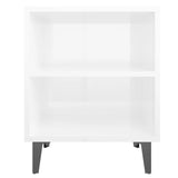 Bed Cabinets with Metal Legs 2 pcs High Gloss White 40x30x50 cm 805810