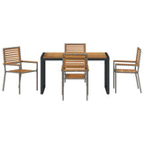 Garden Dining Set 5 pcs Grey and Wood Poly Rattan 3365473