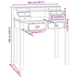 Writing Desk Natural 89.5 x 49.5 x 100 cm Solid Teak Wood 42024254