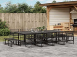 13 Piece Garden Dining Set Black Poly Rattan 3295055