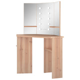 Corner Dressing Table with LED Oak 111x54x141.5 cm 326533