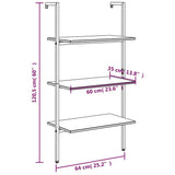 3-Tier Leaning Shelf Light Brown and Black 64x35x120,5 cm 336379