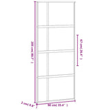Sliding Door Black 90x205 cm Tempered Glass and Aluminium 155229