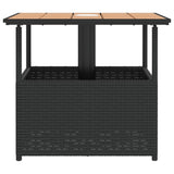 Garden Table with Parasol Hole Black 55x55x46.5 cm Poly Rattan 364117