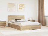 Bed Frame with Drawer Sonoma Oak 135 x 190 cm Engineered Wood 3412794