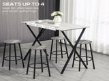 120 cm Rectangular Bar Table for 4 People, Modern Kitchen Table with Wood Effect Tabletop, Steel T3398P341423