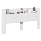 Storage Headboard with LED White Engineered Wood 3418700