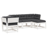 5 Piece Garden Lounge Set with Cushions White Solid Wood Pine 3216921