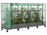 Garden Planter with Greenhouse Cover&Wheels 4 pcs Light Grey PP 3423141