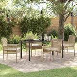 Garden Dining Set with Cushion 5 pcs Beige Poly rattan 3379894