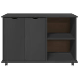 Rolling Cabinet Grey 100 x 39 x 65.5 cm Solid Pine Wood 42028386