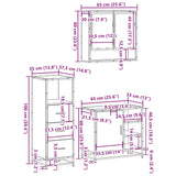 ZNTS 3 Piece Bathroom Furniture Set Grey Sonoma Engineered Wood 3301058