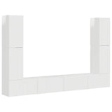 TV Cabinet Set 8 pcs High Gloss White Engineered Wood 3409136