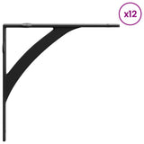 Wall Shelf Brackets 12 pcs Black 14.5 x 14.5 x 3.5 cm Steel 42038890