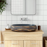 Countertop Basin Brown and Blue Oval 59x40x15 cm Ceramic 155087