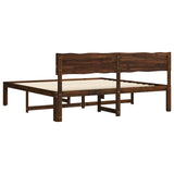 Double Bed Frame with Headboard ROSTOCK Dark Brown 200 x 200 cm 3405437