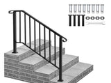 Matte Black Outdoor 3 Level Iron Handrail 23559208