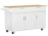 Kitchen Island Utility Cart, with 2 Storage Drawers & Cabinets for Dining Room, White T3398P344624