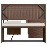 Garden Sofa with Table and Cushions L-Shaped Brown Poly Rattan 362346