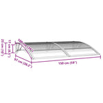 ZNTS Door Canopy Grey 150x100 cm Polycarbonate 153570