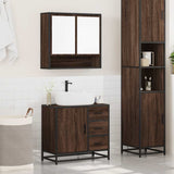 ZNTS 2 Piece Bathroom Furniture Set Brown Oak Engineered Wood 3300929