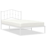 Metal Bed Frame without Mattress with Headboard White 107x203cm 373834
