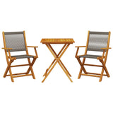 Bistro Set Grey Solid acacia wood, Polypropylene Compact 3281806