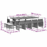 13 Piece Garden Dining Set with Cushions Grey Poly Rattan 3210806
