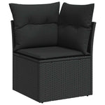 ZNTS 5 Piece Garden Sofa Set with Cushions Black Poly Rattan Acacia 3327478