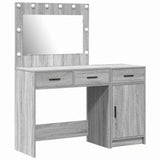 Dressing Table with Mirror Lights 2 pcs Grey Engineered wood 3334232