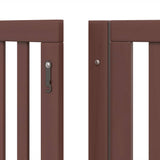 Dog Gate with Door Foldable 6 Panels Brown 480 cm Poplar Wood 3155689