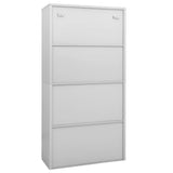 Office Cabinet Light Grey 90x40x180 cm Steel and Tempered Glass 335939
