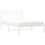 Metal Bed Frame without Mattress with Headboard White 100x200cm 373735