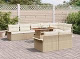 Garden Sofa Set with Cushion 9 pcs Beige and Cream Poly Rattan 3349350