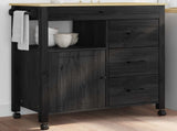 Kitchen Trolley MONZA Black 84 x 40 x 88.5 cm Solid Pine Wood 42027041