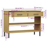 Console Cabinet with Metal Legs Brown Solid Wood Pine OSLO 351003