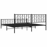 Metal Bed Frame without Mattress with Footboard Black 193x203cm 374461