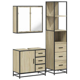 ZNTS 3 Piece Bathroom Furniture Set Sonoma Oak Engineered Wood 3301136