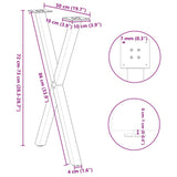 Dining Table Legs X-Shaped 2 pcs White 50x cm Steel 4012909