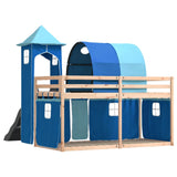 Bunk Bed without Mattress with Slide and Curtains Blue 90x190 cm Single 3284180