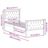 Bed Frame with Headboard Dark Grey 75 x 190 cm Solid Pine Wood 878440